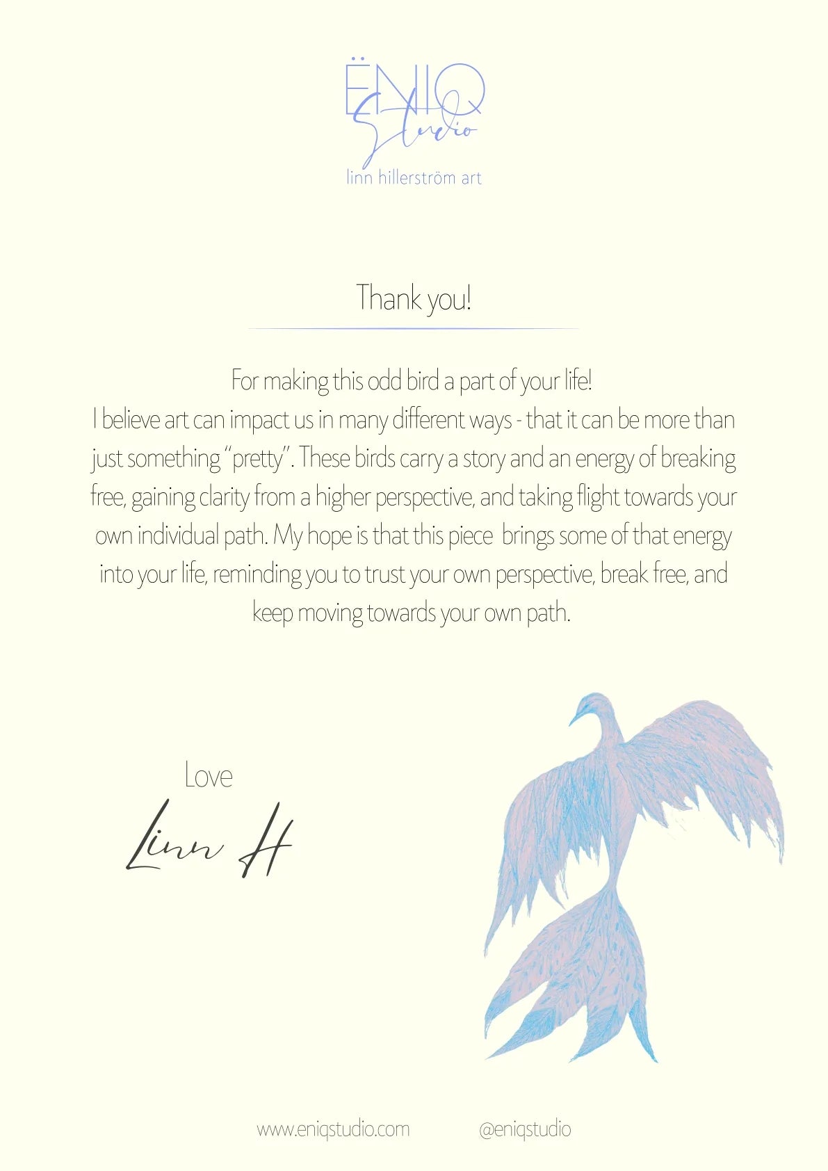 Odd Bird No. 1 — A letter from the artist